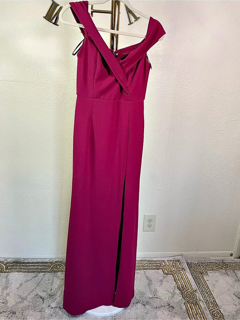 Lulus Song of Love Magenta Off-the-Shoulder Maxi Dress Size Small